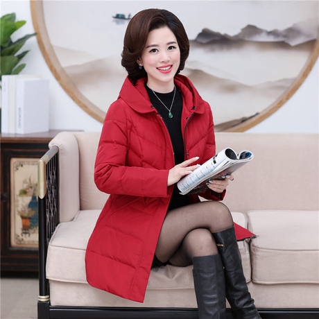 中老年羽绒服女中长款 清仓连帽妈妈装羽绒服 老太太冬季厚外套商品大图