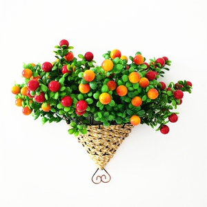 幼儿园装饰品教室壁挂仿真花创意花盆编织摆件水果绿植盆景假花