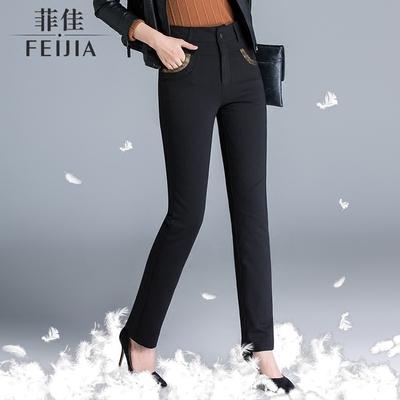 高腰羽绒裤女外穿加厚双面白鸭绒保暖棉裤可拆卸内胆显瘦直筒裤冬