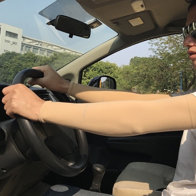 冰袖防晒女护手臂套加长款袖子套男士肉色肤色冰丝袖套遮纹身手袖