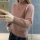 毛衣女春秋2018新款韩版宽松套头纯色半高领螺纹针织打底衫厚毛衫