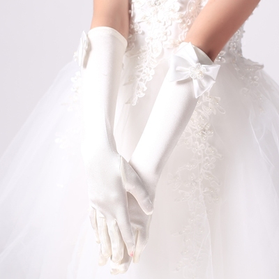 儿童婚纱礼服手套 女童演出服配饰淑女中长手套 儿童手套