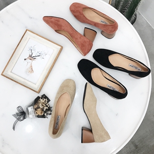 复古方头百搭韩版奶奶鞋