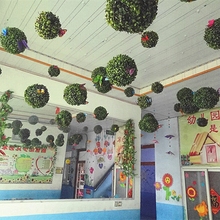 饰品 幼儿园走廊吊顶店面布置悬挂商场吊饰仿真米兰草球创意田园装