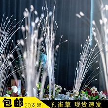 芦苇叶孔雀草仿真花婚庆道具路引装 饰花草婚礼布置假花羽毛草 新款