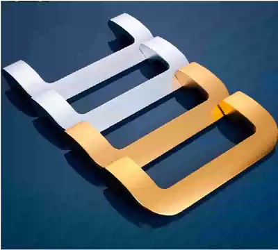 Shop KFC door handle Aluminum alloy solid glass door handle Black armrest Wooden door handle Surface mounted