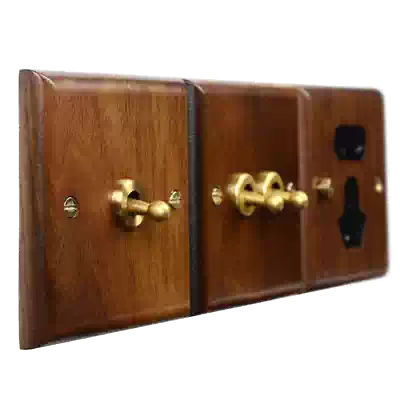 Black walnut solid wood lever retro switch socket panel type 86 wall household single one-on-one double-cut light switch