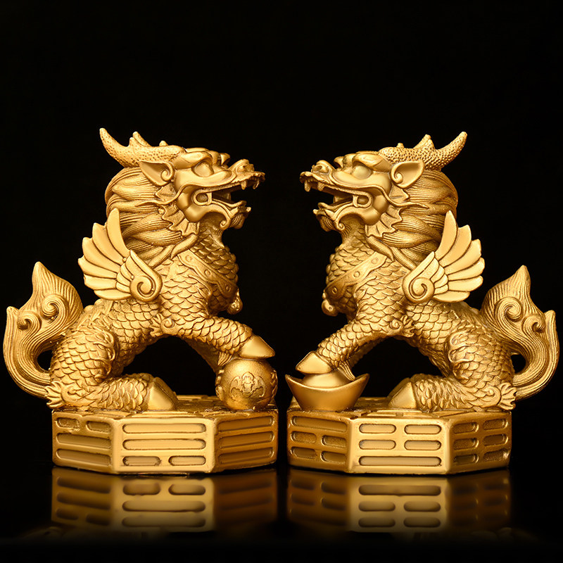 中国 麒麟　置物　f2250410 麒麟在传统风水中为何分公母？八卦麒麟摆件的方位讲究你知道吗？ - 种