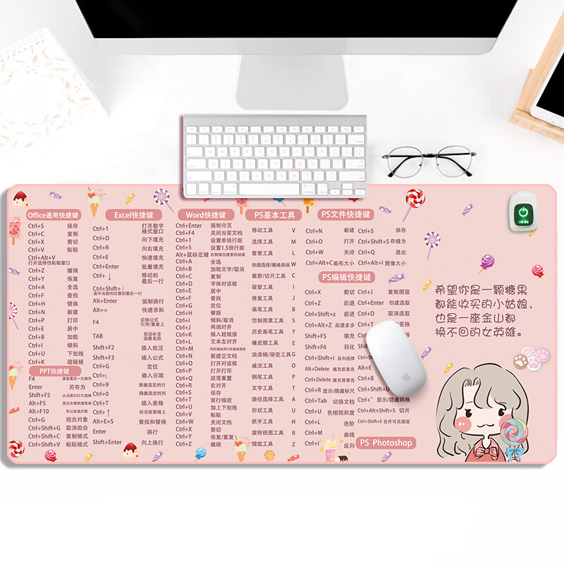 Shortcut mouse pad Extra large heating heating warm table pad Female ins wind office keyboard pad Electric heating multi-function