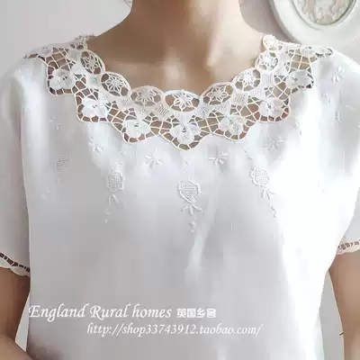Double-sided handmade lace embroidery old Shanghai linen embroidery dress women short sleeve shirt