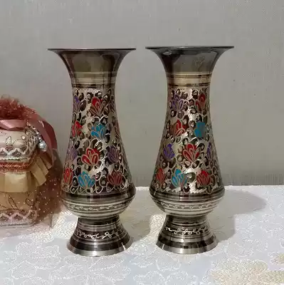 8 inch colorful elf vase Pakistan bronze handmade carved products Japanese home dining room hotel ornaments