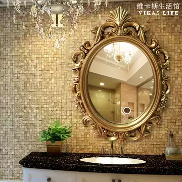 American European oval bathroom mirror bathroom mirror bathroom art decorative mirror makeup room mirror wedding Wall Mirror