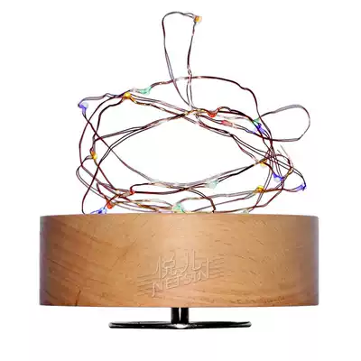 Wooden clockwork center turn round rotating music box base Music box diy accessories creative handmade with light