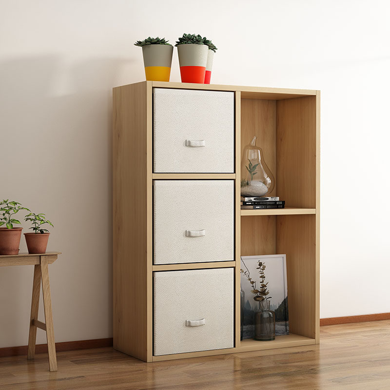 Simple modern bookshelf Toy storage cabinet Storage cabinet Wooden cabinet Household bookshelf shelf with pumping lattice cabinet