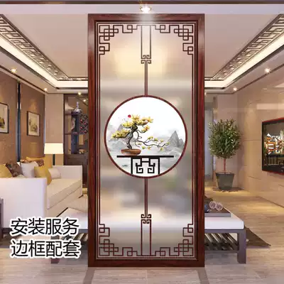 Art glass living room screen bedroom partition wall home decoration flower grid transparent frosted entry porch modern simple