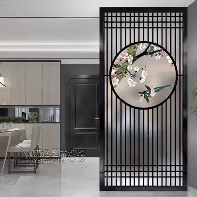 Simple modern art glass double-sided frosted tempered craft screen living room compartment entrance entrance fengshui magpie