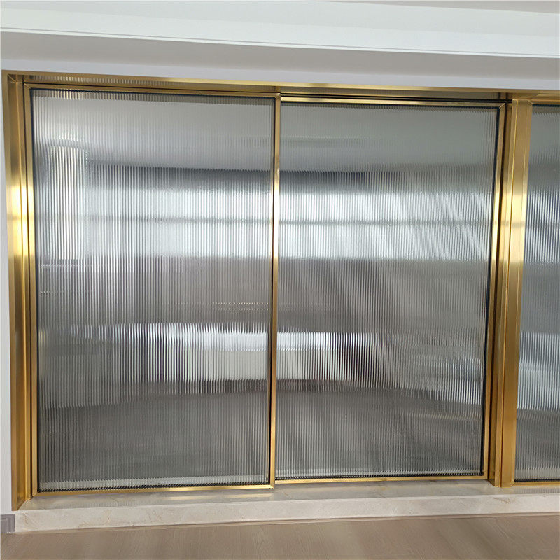 Gold very narrow frame hanging wheel channel Kitchen sliding door Stainless steel Changhong glass partition balcony Rose gold sliding door