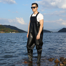 Thickened wear-resistant water pants rain pants waterproof clothes fish pants skin fork half body one-piece men's catch