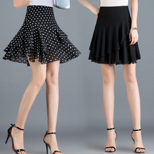 2020 new chiffon skirt women's summer skirt irregular Polka Dot pleated skirt temperament