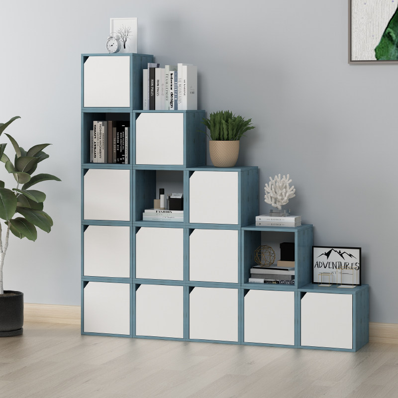 Bookcase Simple modern free combination Single bookcase storage storage Wooden cabinet with door Small cabinet Bookcase Floor