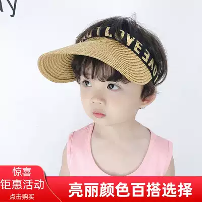 21 New summer children's sun hat thin men's straw open hat big hat cap breathable parent-child sun hat