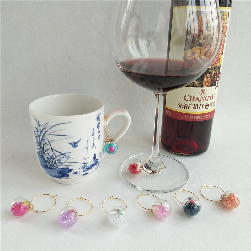 New simple glass ball red wine glass mark Party water cup distinction recognizer Personality teacup mark label hot