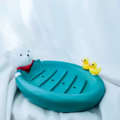 Cartoon drain soap box creative personality no trace baby wash soap plate kindergarten cute children soap holder