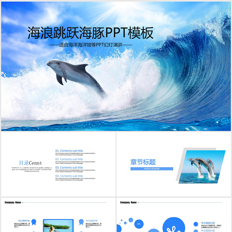 大海海浪PPT模板素材,让你的演示瞬间海洋风 - 种草笔记 - 淘江湖