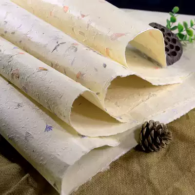 Petal rice paper pure handmade natural clip flower paper flower art gift wrapping paper calligraphy paper wolf poison grass ancient Tibetan paper