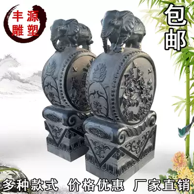Stone carving, blue stone, door, Drum Stone, a pair of white marble, stone drum, lion, elephant, unicorn, brave, door ornaments