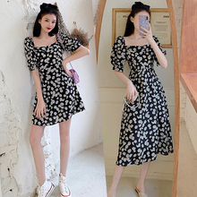 Summer dress female French Platycodon temperament light mature Hepburn gentle snow spinning rouje flowers