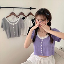 A-line short sleeve top T-shirt women's ins fashion summer clothes 2020 new ice silk knitwear women