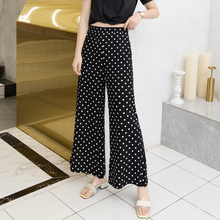 Polka Dot wide leg pants women's high waist and flowing Chiffon summer thin nine point loose straight pants