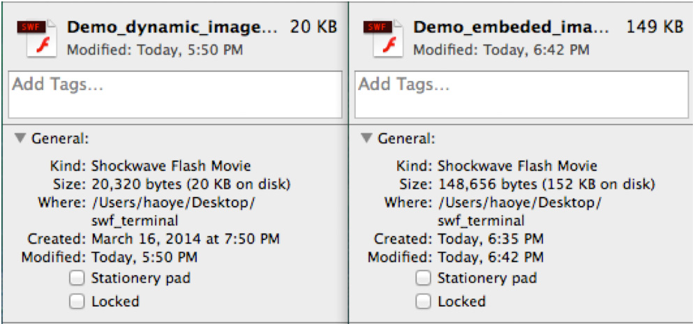 Comparing SWF files’ size