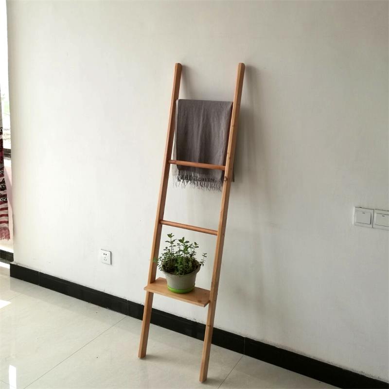 Nordic solid wood coat rack Bed and breakfast simple ladder towel rack Bathroom wall shelf Bedroom hanger