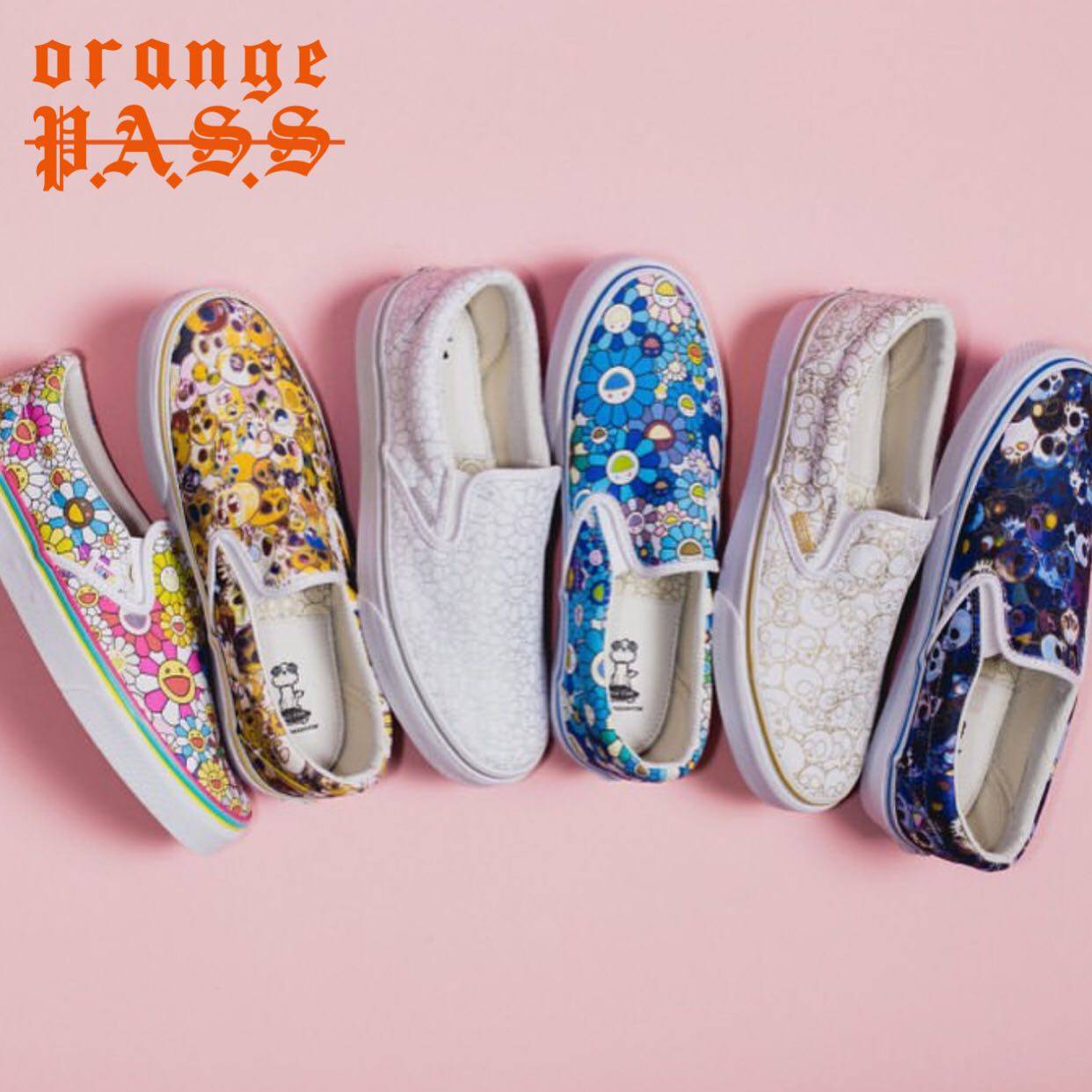 村上隆Murakami Vans联名Slip on限量TAGD太阳花一脚蹬帆布鞋低帮！到底 
