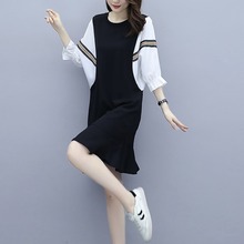 Dress with high waist, thin body and belly covering new Korean loose large women's dress in summer 2020