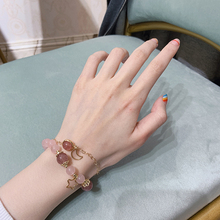 South Korea versatile simple girl friend strawberry powder crystal temperament charm peach blossom transfer bead bracelet girl