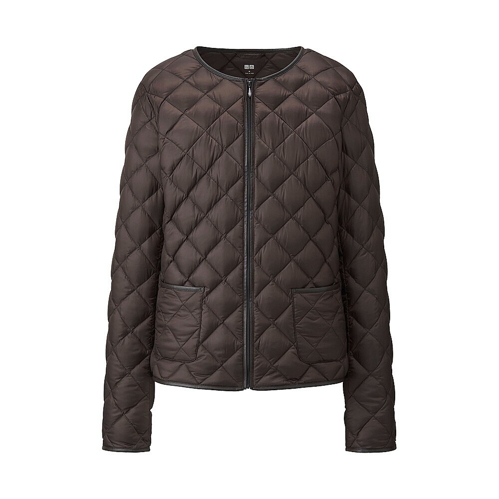 uniqlo collarless down jacket