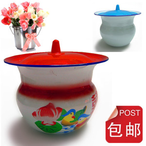 搪瓷痰盂马桶 痰盂坐便器搪瓷 茶花儿童痰盂